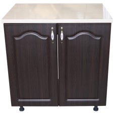 Masca pentru chiuveta cu 2 usi 80 cm Zebra, Wenge/MDF Wenge Mustata, cu blat Travertin, 80 x 85 x 60 cm